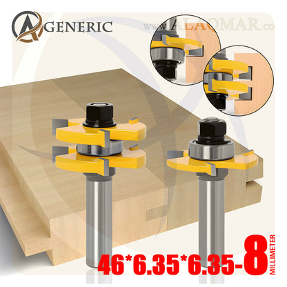 طقم بنط راوتر تجميع (لسان ومجرى) 2 قطعة - كعب 8ملي - مقاس 46*6.35*6.35 GENERIC