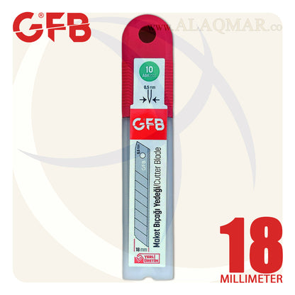 شفرة كتر 18ملي تخانة 0.5ملي (10 شفرات) CUTTER BLADE GFB