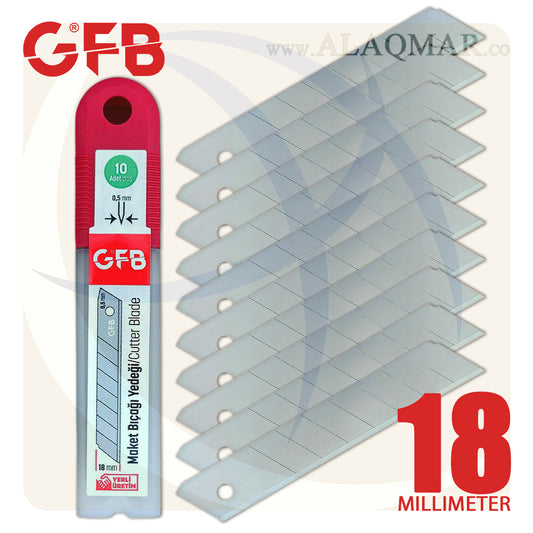 شفرة كتر 18ملي تخانة 0.5ملي (10 شفرات) CUTTER BLADE GFB