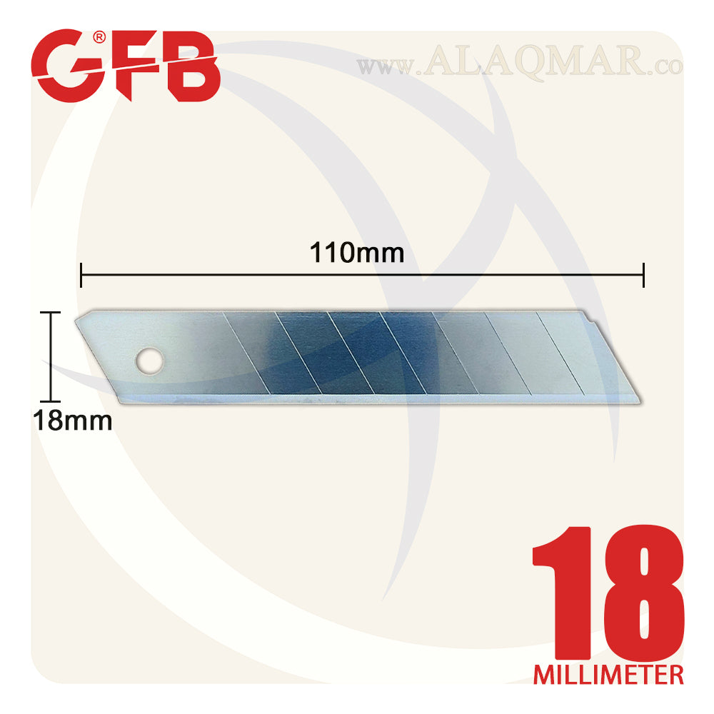 شفرة كتر 18ملي تخانة 0.5ملي (10 شفرات) CUTTER BLADE GFB