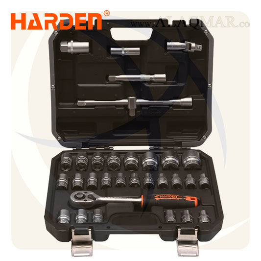طقم لقم رباط مسدسة 1/2بوصة 23ق شنطة بلاستيك CrV 510423 HARDEN