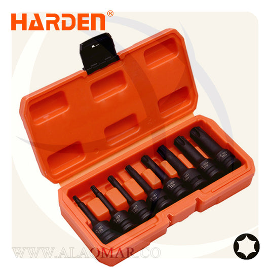 طقم لقم رباط تصادمية الن نجمة توركس طويلة مربع 1/2بوصة 8ق  شنطة فيبر 537038 HARDEN