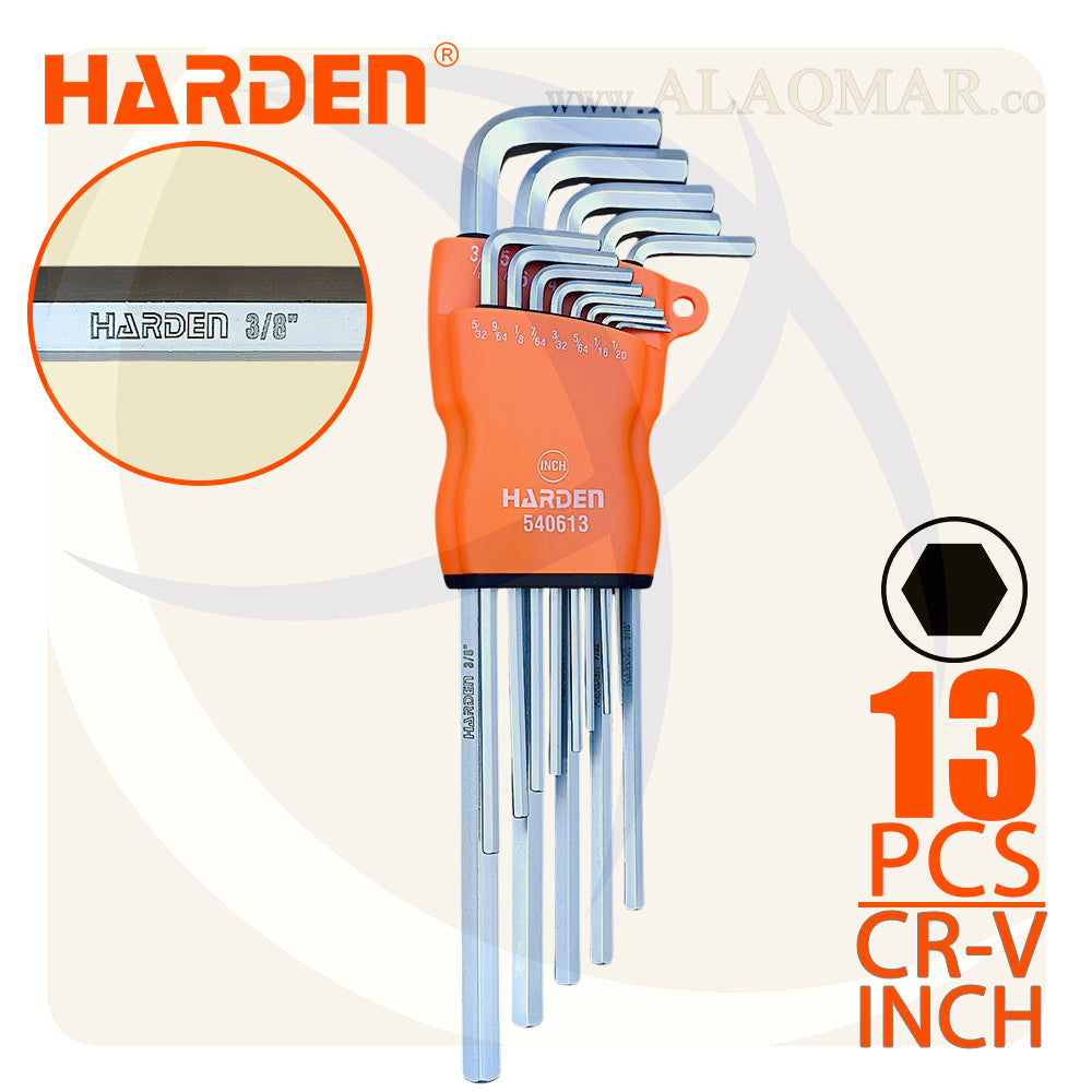 طقم النكي بالبوصة طويل طول اكثر 13ق 1/20-3/8بوصة CrV 540613 HARDEN