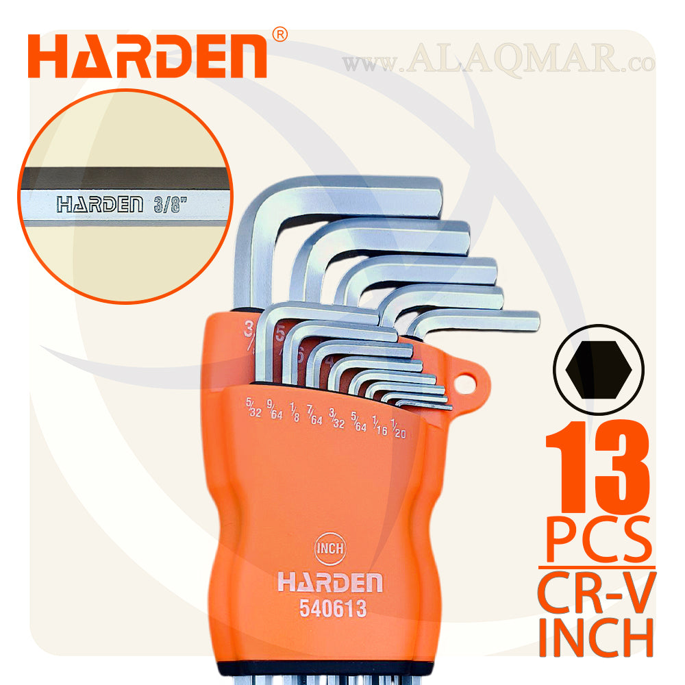 طقم النكي بالبوصة طويل طول اكثر 13ق 1/20-3/8بوصة CrV 540613 HARDEN