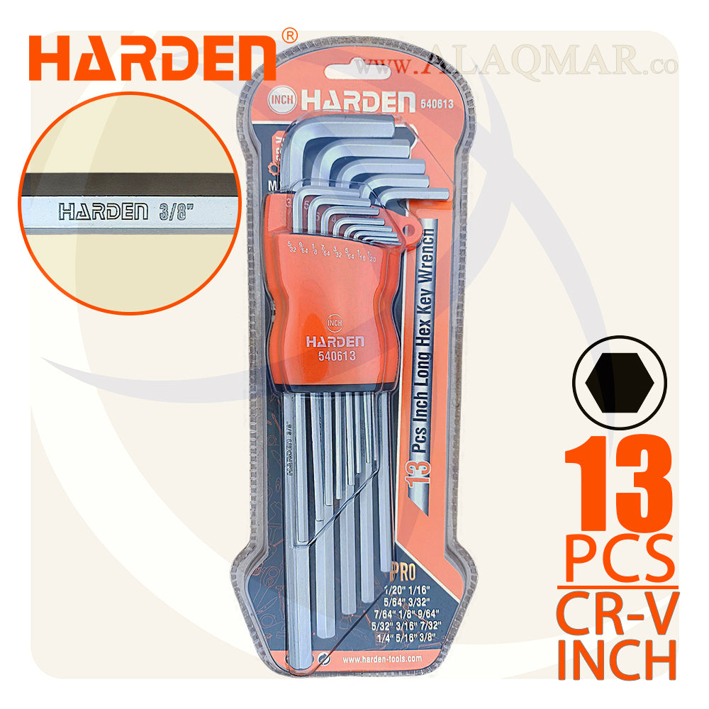 طقم النكي بالبوصة طويل طول اكثر 13ق 1/20-3/8بوصة CrV 540613 HARDEN