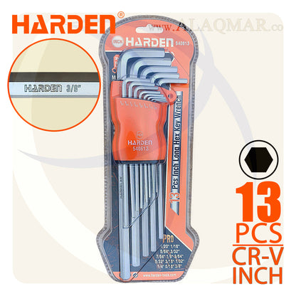 طقم النكي بالبوصة طويل طول اكثر 13ق 1/20-3/8بوصة CrV 540613 HARDEN