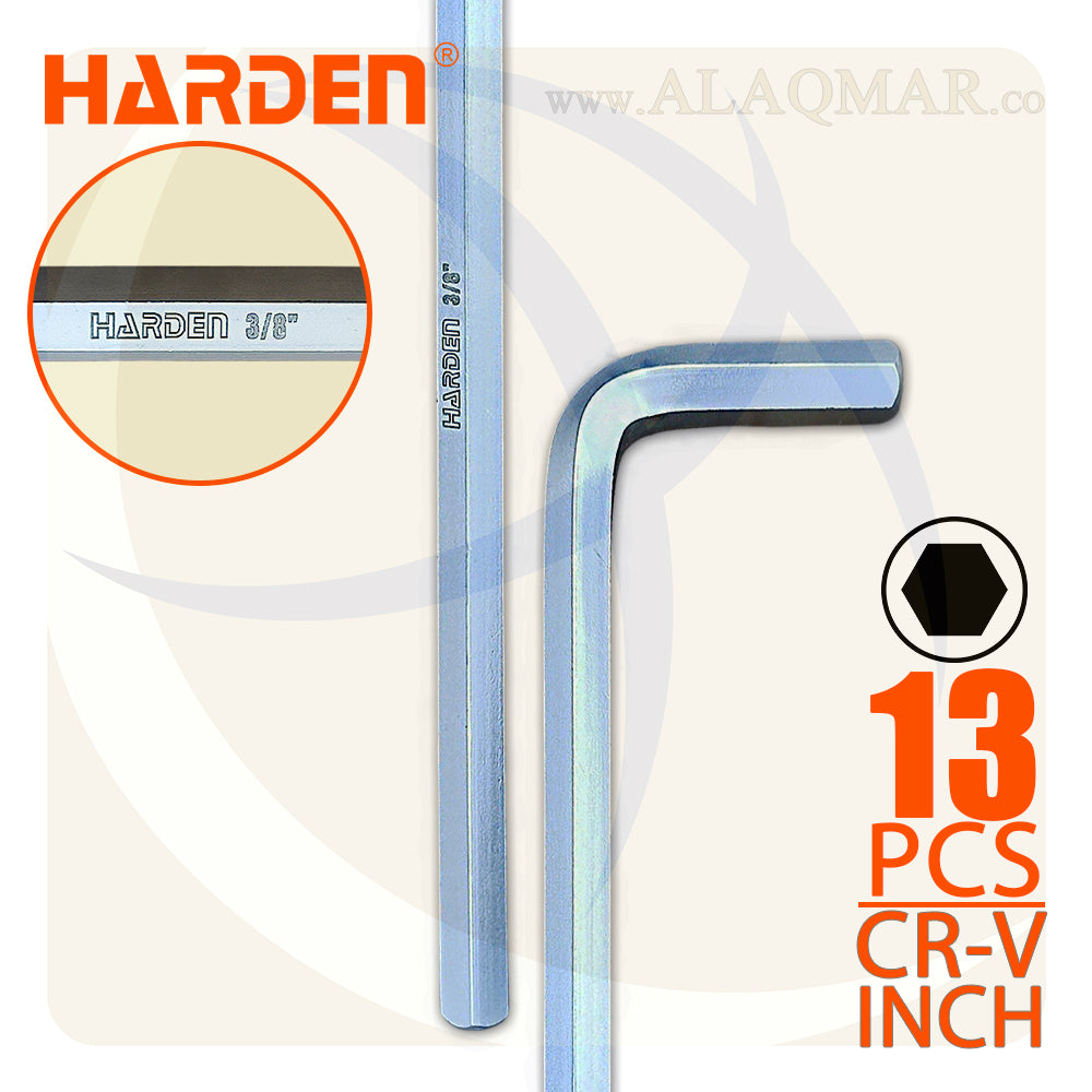 طقم النكي بالبوصة طويل طول اكثر 13ق 1/20-3/8بوصة CrV 540613 HARDEN