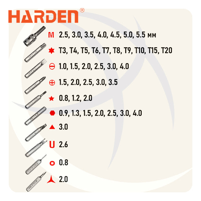 طقم مفك الكترونيات و سنون 46ق 550145 HARDEN
