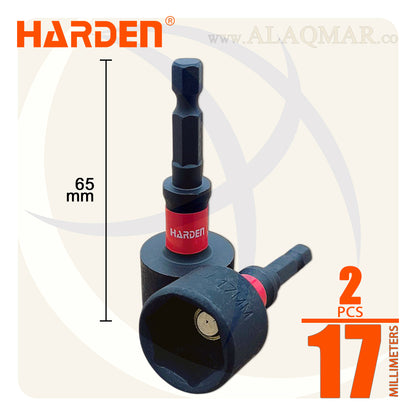 لقم ربط صواميل جمالون ممغنط 17ملي (2قطع) اسود 550629 HARDEN
