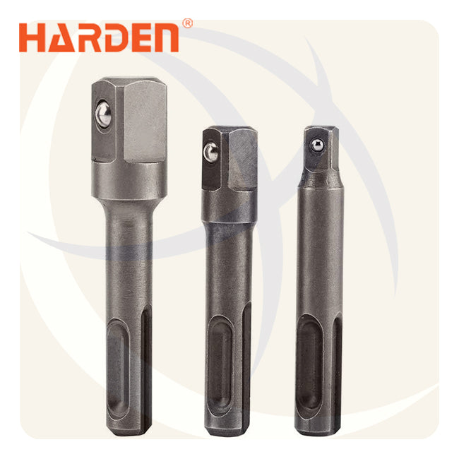 طقم ادابتر لقمة رباط 3ق من اكس SDS-PLUS الي مربع 1/4+3/8+1/2بوصة CrV 550743 HARDEN