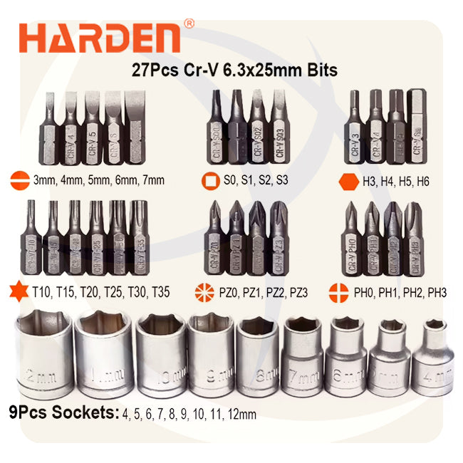 طقم مفك راتشة يد سيستم و سنون 39ق 550939 HARDEN