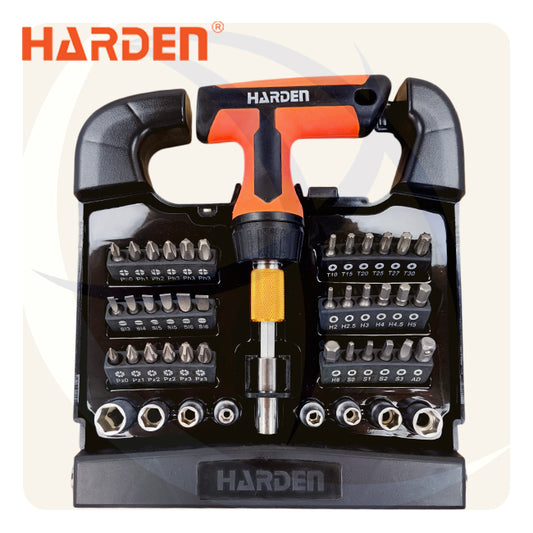 طقم مفك راتشة يد T و سنون 1/4بوصة 46ق   551046 HARDEN