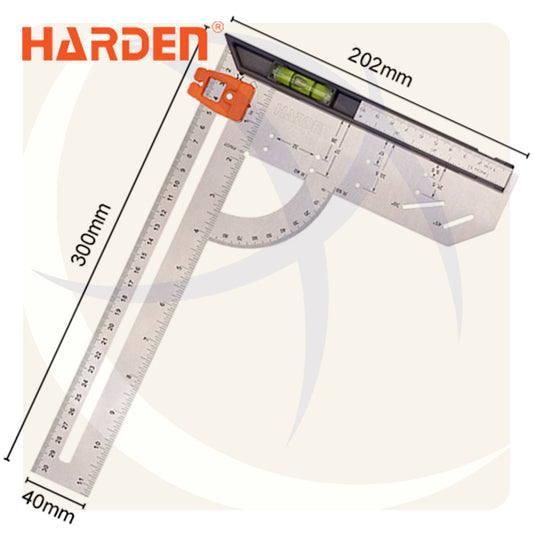 زاوية ثابته مدرجة و ميزان و منقلة 12بوصة 300ملي
 580762 HARDEN