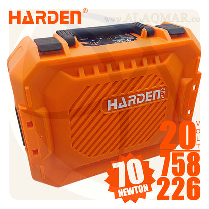 شنيور بطارية دقاق برشلس 20فولت 70نيوتن ظرف معدن 13ملي 2بطارية 2امبير Li-Ion + كيت 758226 HARDEN