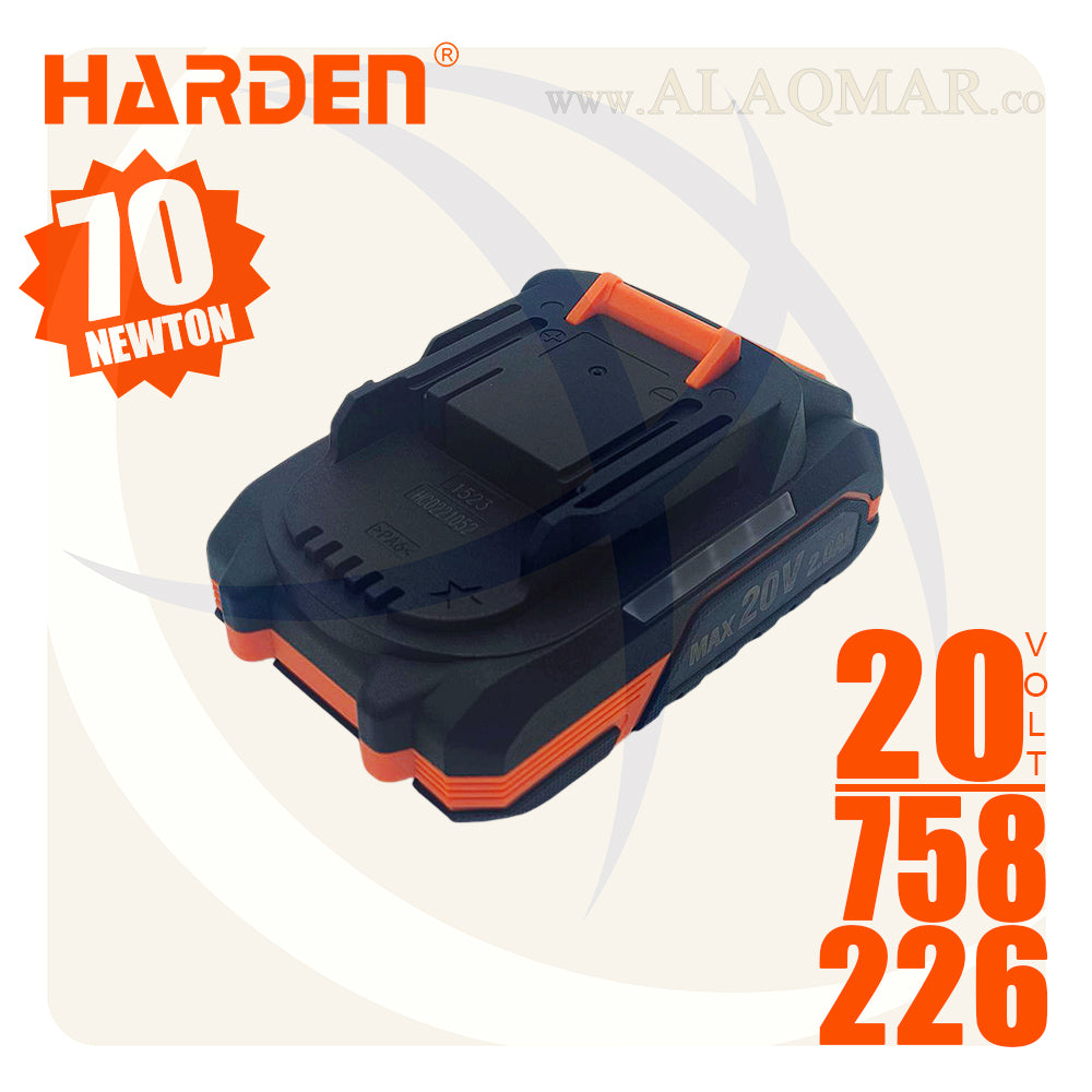 شنيور بطارية دقاق برشلس 20فولت 70نيوتن ظرف معدن 13ملي 2بطارية 2امبير Li-Ion + كيت 758226 HARDEN