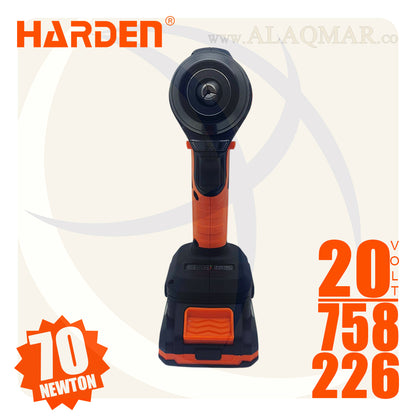 شنيور بطارية دقاق برشلس 20فولت 70نيوتن ظرف معدن 13ملي 2بطارية 2امبير Li-Ion + كيت 758226 HARDEN