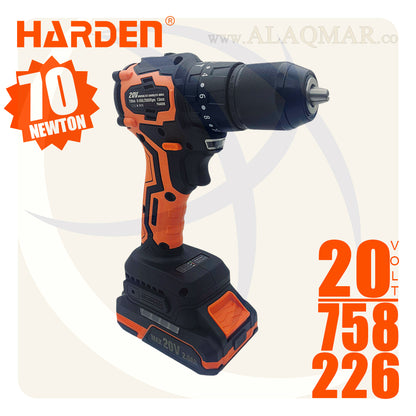 شنيور بطارية دقاق برشلس 20فولت 70نيوتن ظرف معدن 13ملي 2بطارية 2امبير Li-Ion + كيت 758226 HARDEN