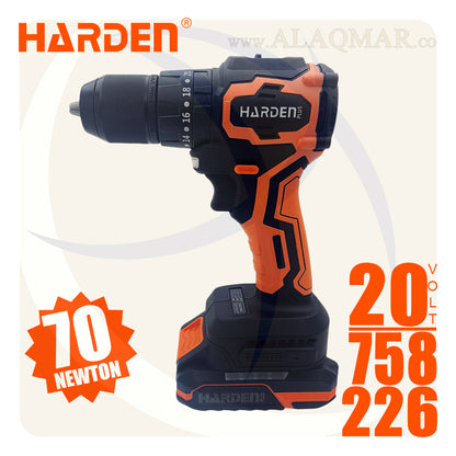 شنيور بطارية دقاق برشلس 20فولت 70نيوتن ظرف معدن 13ملي 2بطارية 2امبير Li-Ion + كيت 758226 HARDEN