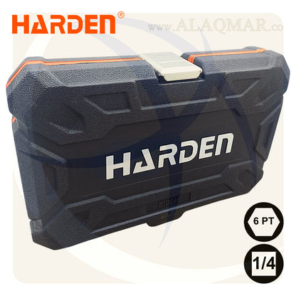 طقم لقم رباط مسدسة و لقم سن مفك علي مربع 1/4بوصة 46 قطعة شنطة بلاستيك CrV 510346 HARDEN