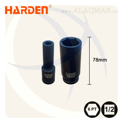 طقم لقمة رباط تصادمية مسدسة طويلة مربع 1/2بوصة 10 قطعة شنطة فيبر CrMo 537020 HARDEN