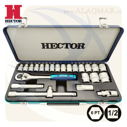 طقم لقم رباط مسدسة مربع 1/2بوصة 24ق شنطة صاج S135 HECTOR