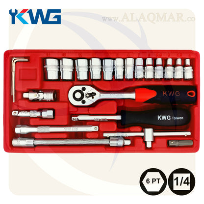 طقم لقم رباط مسدسة مربع 1/4بوصة 46ق شنطة بلاستيك 32046 KWG