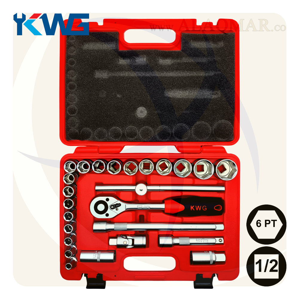 طقم لقم رباط مسدسة مربع 1/2بوصة 25ق  شنطة بلاستيك 34025A KWG