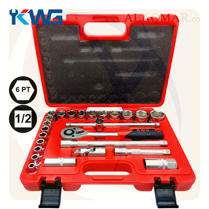 طقم لقم رباط مسدسة مربع 1/2بوصة 25ق  شنطة بلاستيك 34025A KWG