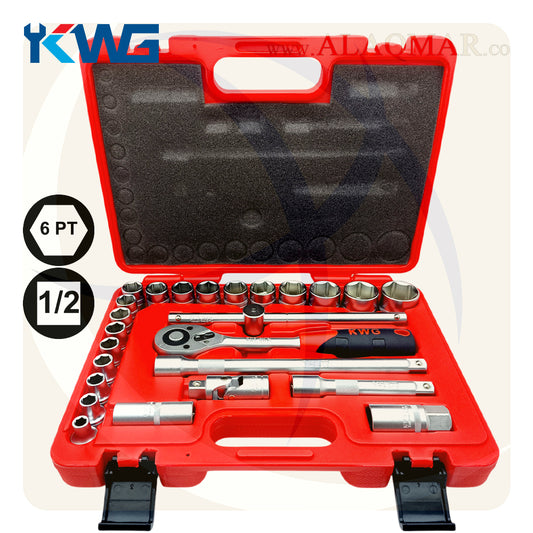 طقم لقم رباط مسدسة مربع 1/2بوصة 25ق  شنطة بلاستيك 34025A KWG