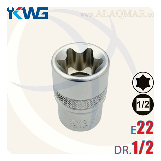 لقمة رباط نجمة توركس نثاية E22 مربع 1/2بوصة CrV M.341522 KWG