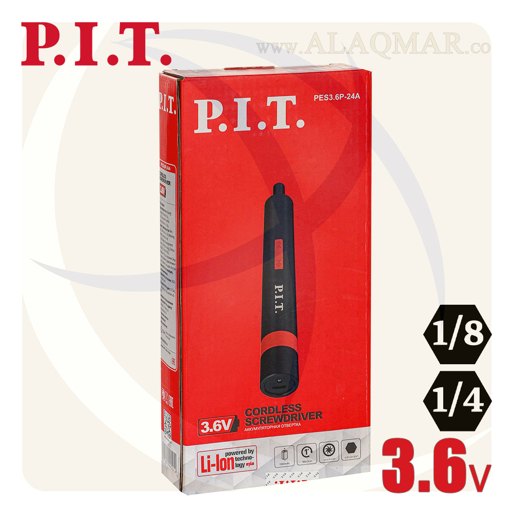 مفك بطارية حل و ربط مسدس 1/4بوصة 3.6فولت 4نيوتن 1.3امبير Li-Ion  + سنون PES3.6P-24A PIT