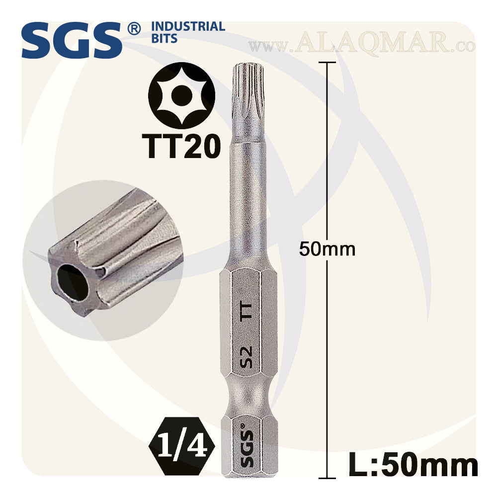 سن مفك توركس نجمة بدليل TT20 طول 50ملي S2 SGS6350-TT20 SGS